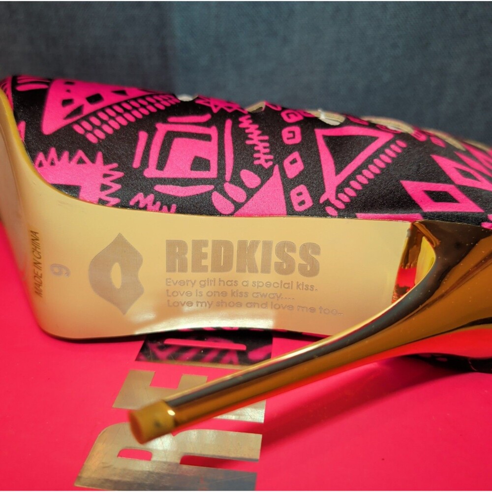 RedKiss Summerdance High Heels Size 9 Pink Black Caged Booties Stiletto Boxed - Picture 16 of 16